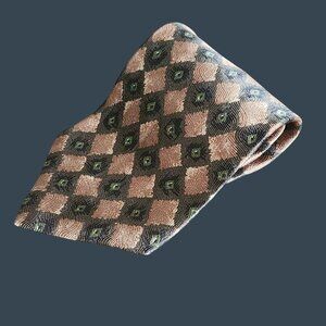 Classics By Axis Brown & Green Geometric Pattern Tie